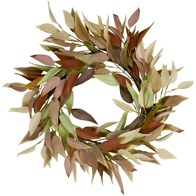 22" Neutral Fall Colored Leaves Autumn Harvest Wreath