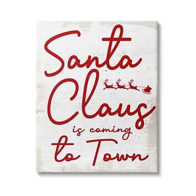 Stupell Industries Santa Claus Coming to Town Phrase Canvas Wall Art