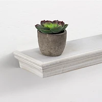 White Floating Shelves with Crown Molding