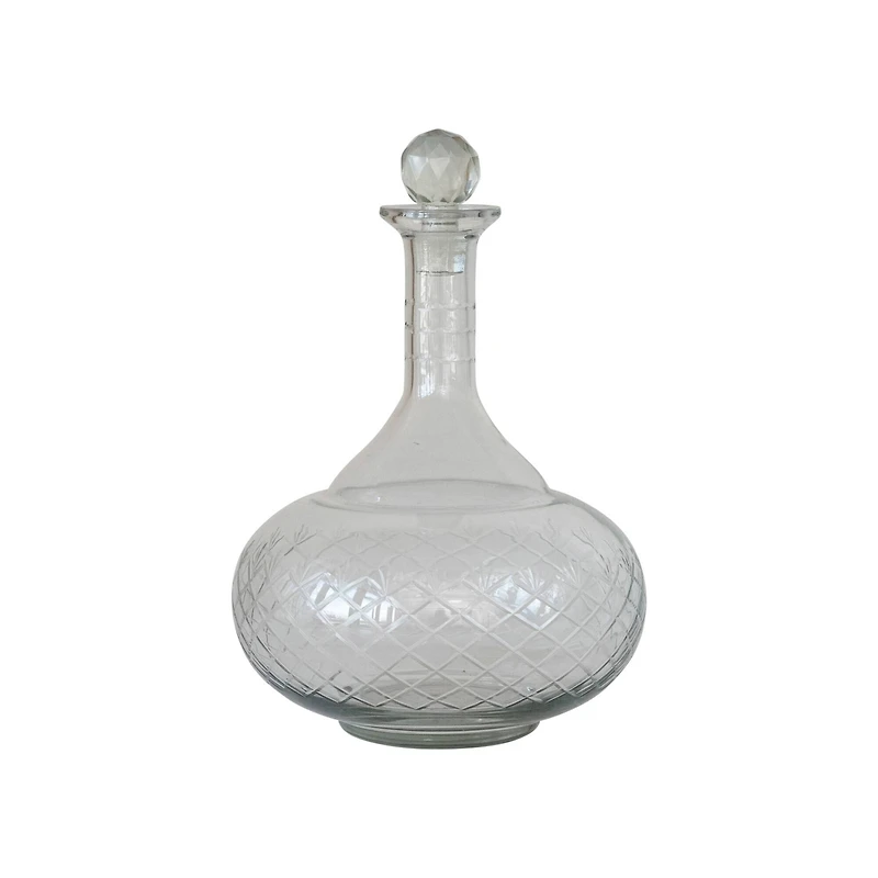 Hello Honey® 12oz. Clear Round Reclaimed Etched Glass Decanter with Tall Neck