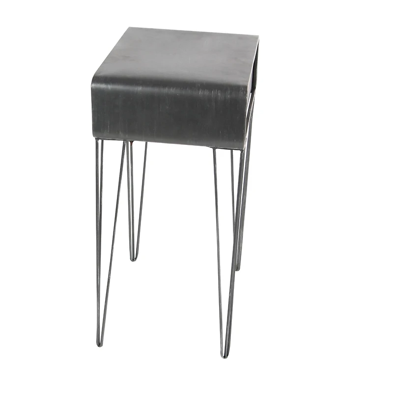 2ft. Black Iron and Wood Modern Accent Table