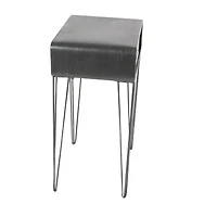 2ft. Black Iron and Wood Modern Accent Table