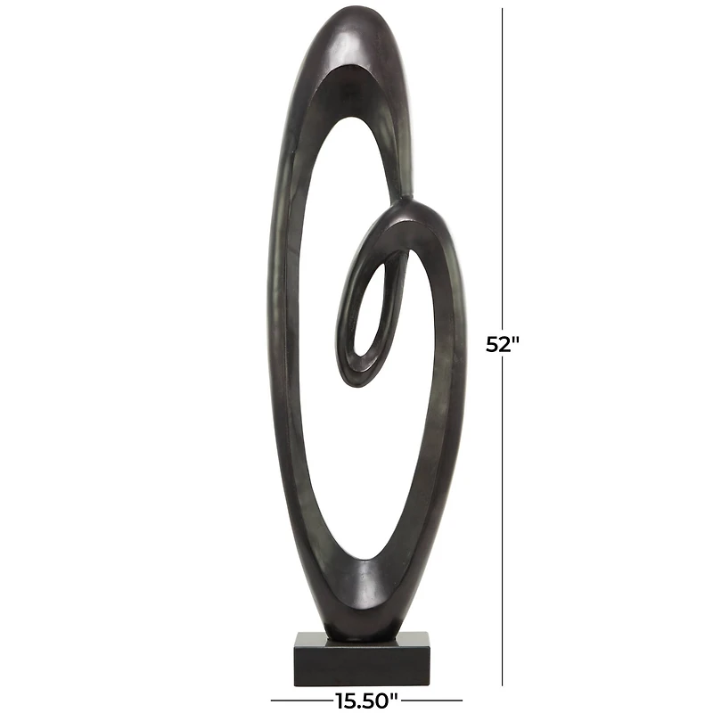 52" Aluminum Swirl Abstract Sculpture with Black Base