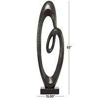 52" Aluminum Swirl Abstract Sculpture with Black Base