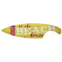 Welcome to the Beach House Shark Bite Wood Surfboard Wall Sign - 60"x15"