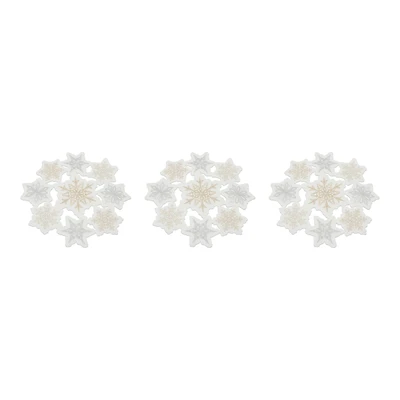 17" Embroidered Snowflake Doily Décor Set