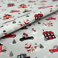 SINGER Christmas Holiday Santa's Village Cotton Fabric