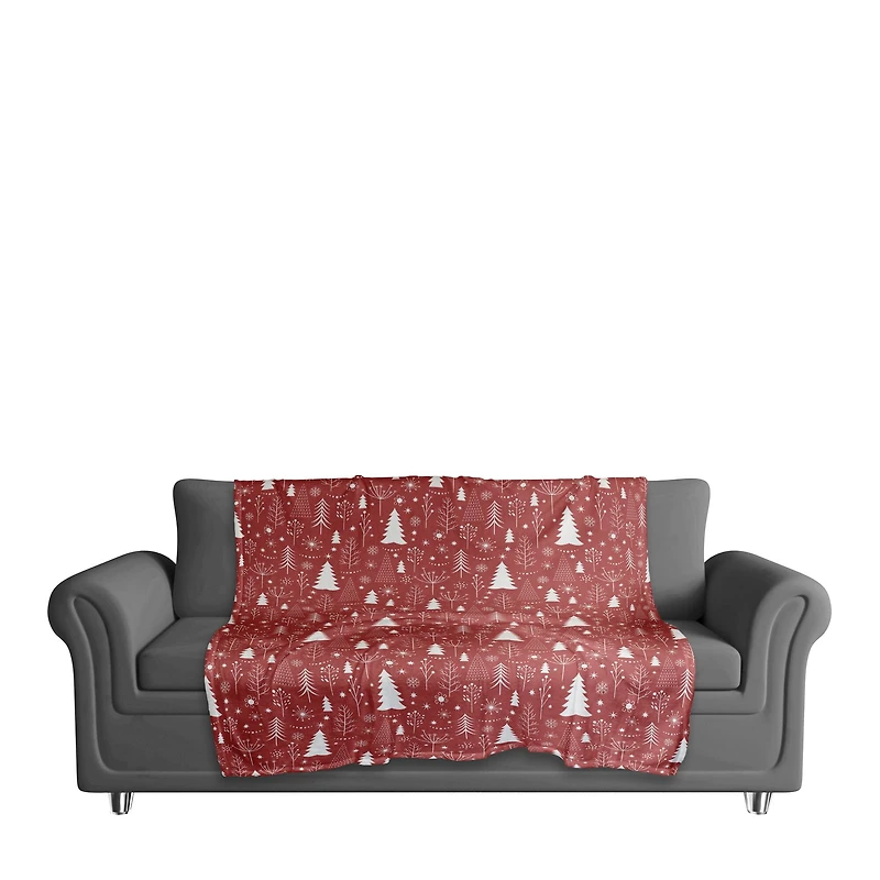 Red Winter Tree Pattern Coral Fleece Blanket