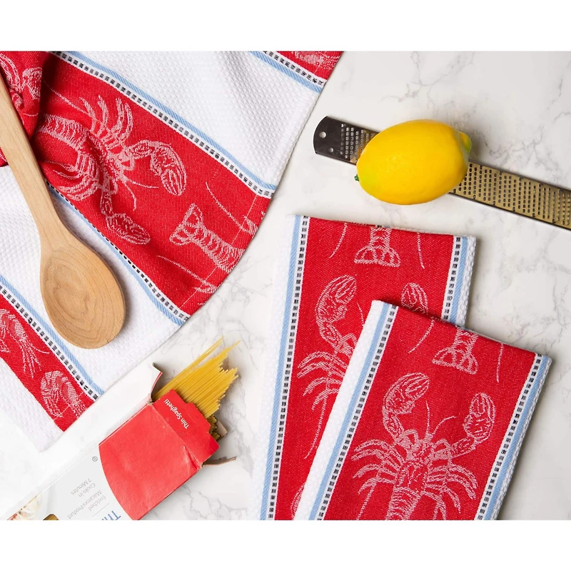 DII® Lobster Jacquard Dishtowel, 3ct.