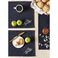 Bon Appetit Denim Embroidered Placemat, 4ct.