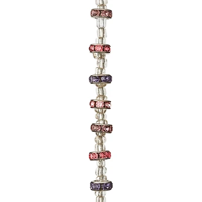 12 Pack: Purple & Pink Rhinestone Rondel Beads, 8mm by Bead Landing™