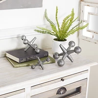 Gray Metal Modern Geometric Sculpture Set