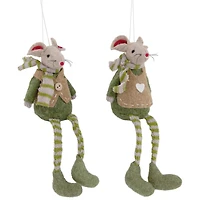 7.5" Boy & Girl Mice Christmas Ornaments Set