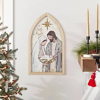 Glitzhome® 19.75" Wooden Gold Foil Nativity Scene Wall Decor