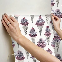 By Dylan M Pink Floral Ice Cream Peel & Stick Wallpaper