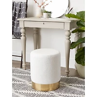 16.5" White Velvet Stool