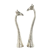 Silver Textured Metal Giraffe Sculpture Set