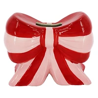 8" Pink Stripe Bow Ceramic Container by Ashland®