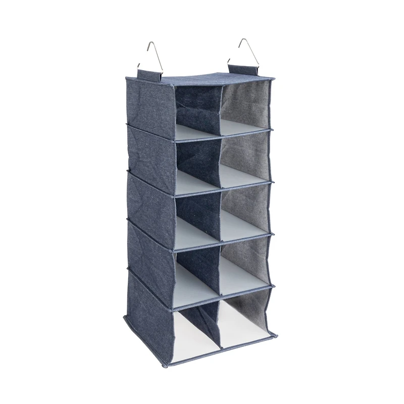 Household Essentials Denim 27" Cotton Blend & Plastic 10 Shelf Closet Shoe Organizer
