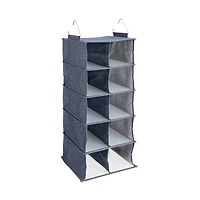 Household Essentials Denim 27" Cotton Blend & Plastic 10 Shelf Closet Shoe Organizer