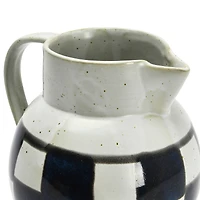 Hello Honey® Ivory & Black Painted Checker Farmhouse Stoneware Pitcher