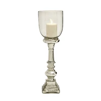 22" Silver Glass Traditional Candle Holder