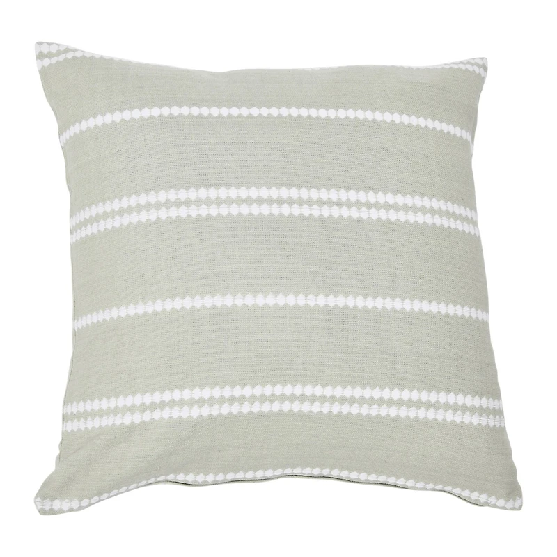 Hello Honey® Gray Square Embroidered Multistripe Cotton Pillow Cover