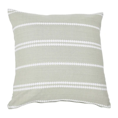 Hello Honey® Gray Square Embroidered Multistripe Cotton Pillow Cover