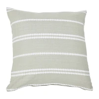 Hello Honey® Gray Square Embroidered Multistripe Cotton Pillow Cover