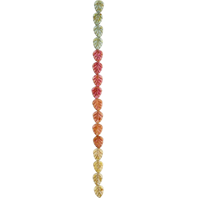 10mm Mixed Czech Glass Leaf Beads by Bead Landing™