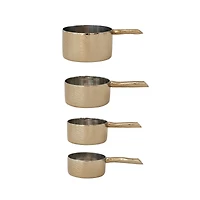 Hello Honey® Brass 4-Piece Stainless Steel Measuring Cup Set with Etched Flowers & Twig Shaped Handles
