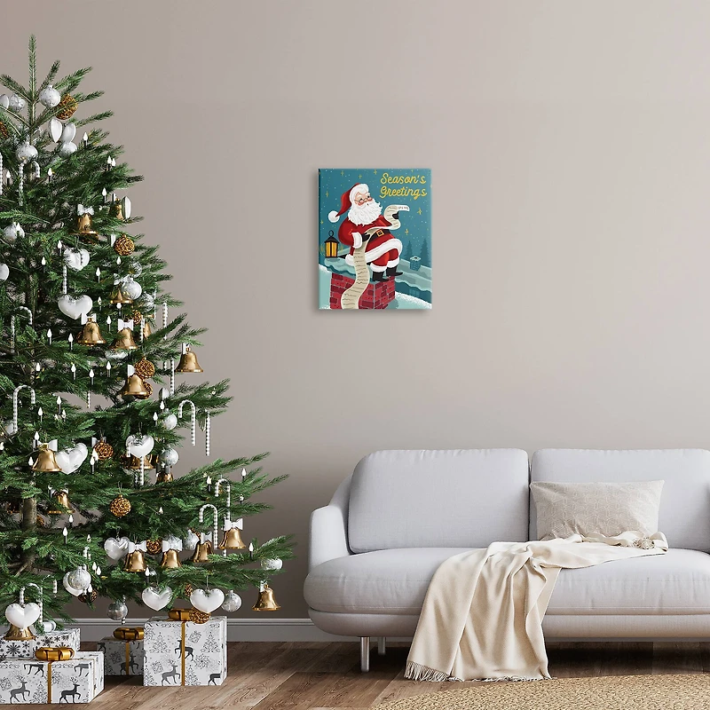 Stupell Industries Season's Greetings Santa's List Chimney Canvas Wall Art