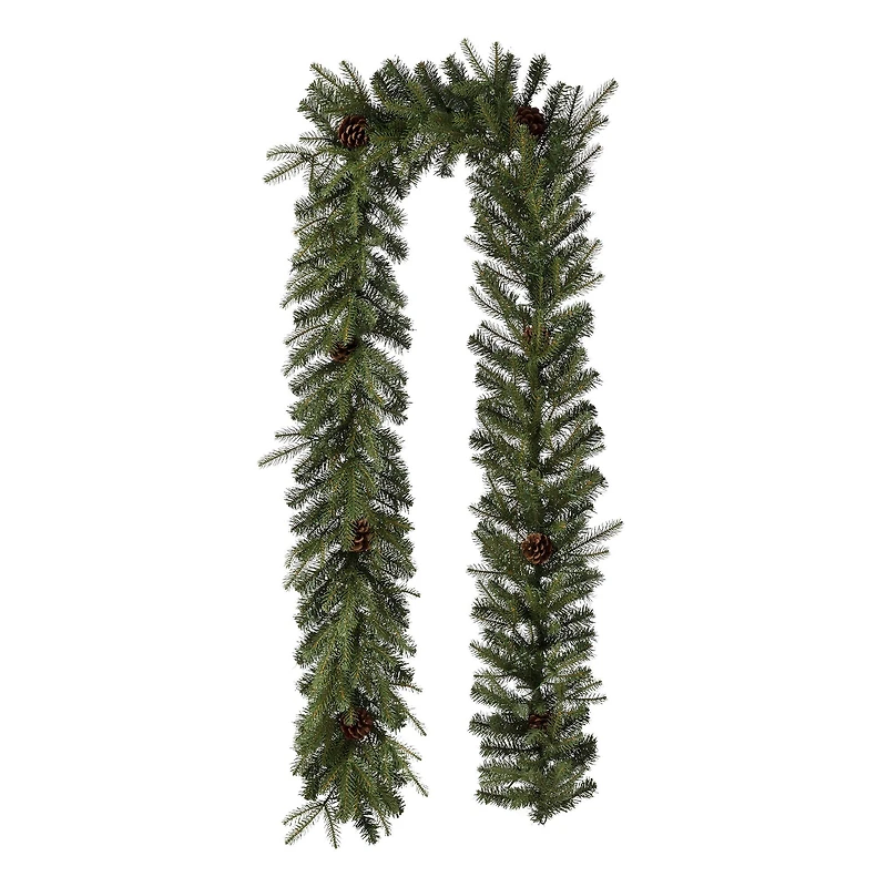 Glitzhome® 9ft. LED Greenery Pinecone Christmas Garland with Timer