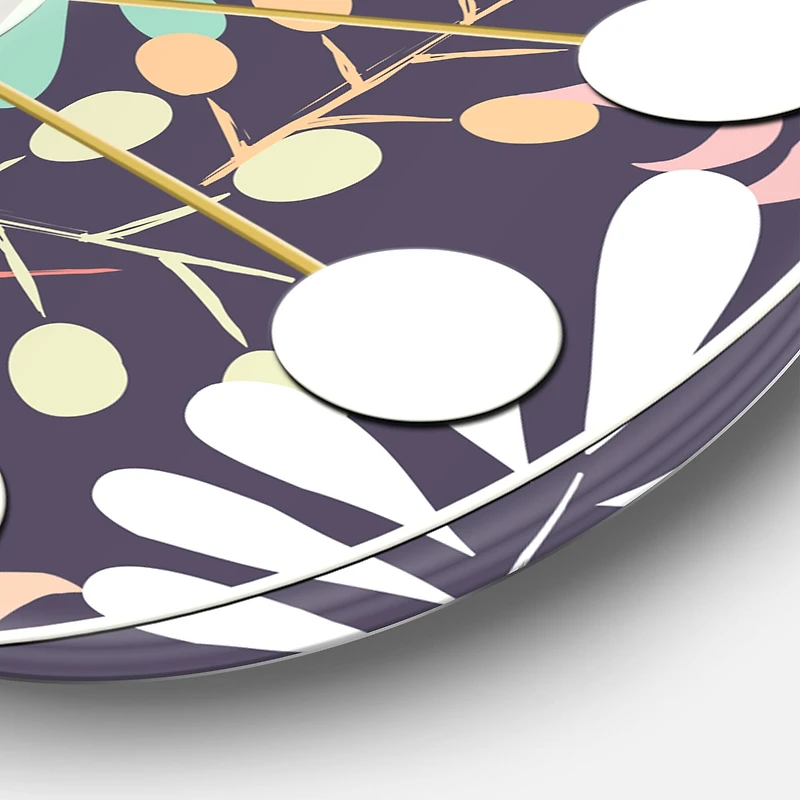 Designart 'Retro Botanical Pattern Ii Mid-Century Modern Wall Clock