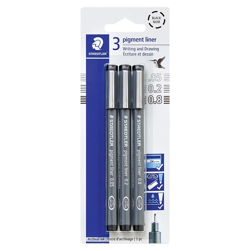 STAEDTLER® Black 3 Piece Pigment Liner Set