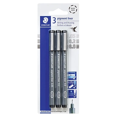 STAEDTLER® Black 3 Piece Pigment Liner Set