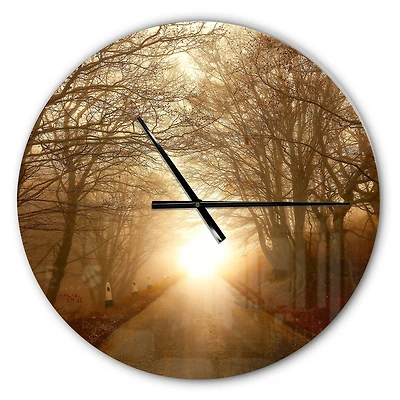 Designart Path To Sunlight In Autumn Forest Wall Clock
