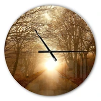 Designart Path To Sunlight In Autumn Forest Wall Clock