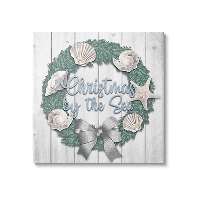 Stupell Industries Christmas By The Sea Nautical Wreath Canvas Wall Art