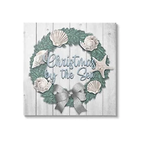 Stupell Industries Christmas By The Sea Nautical Wreath Canvas Wall Art