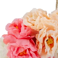 8" Pink & White Peony Artificial Spring Floral Wreath