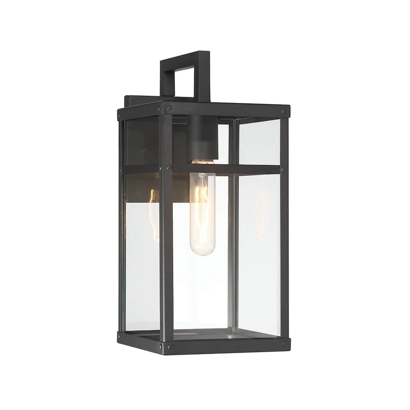 Hello Honey® Blake Black Modern Metal & Clear Glass Paneled Wall Mounted Outdoor Light