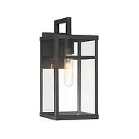 Hello Honey® Blake Black Modern Metal & Clear Glass Paneled Wall Mounted Outdoor Light