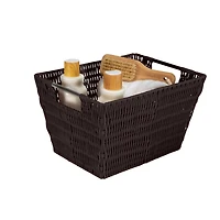 Simplify Medium Chocolate Rattan Storage Basket
