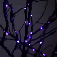 6ft. Orange & Purple LED Pre-Lit Halloween Deluxe Black Twig Artificial Fall Tree