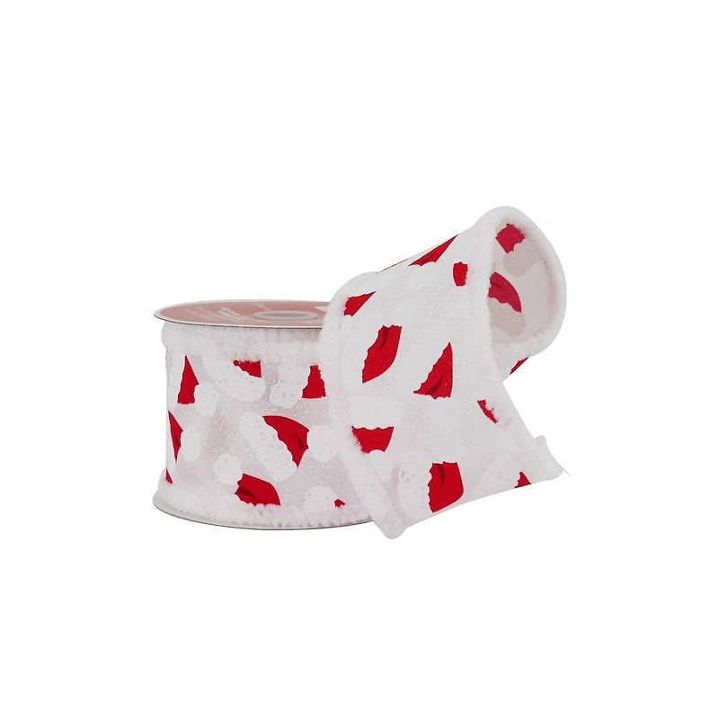 2.5" x 15ft. Santa Hats with Fur Edges Wired Ribbon by Celebrate It®  