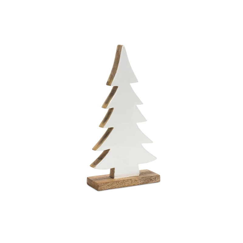 White Pine Tree on Natural Wood Base Set