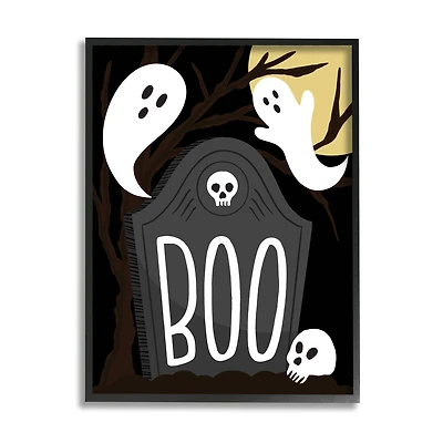 Stupell Industries Boo Haunted Night Gravestone Framed Giclee Art
