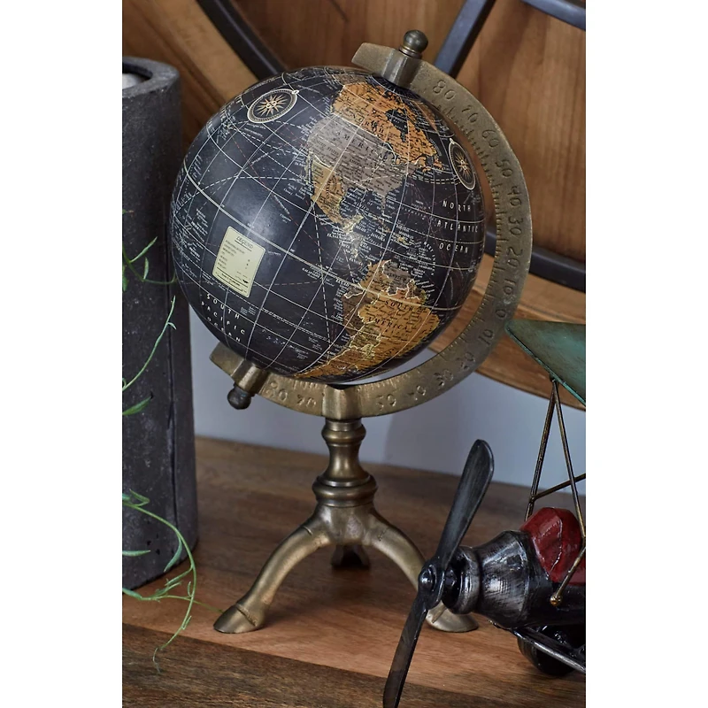 12" Brown Aluminum Rustic Globe