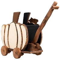10.5" Fall Harvest Pumpkin Cart Tabletop Decoration